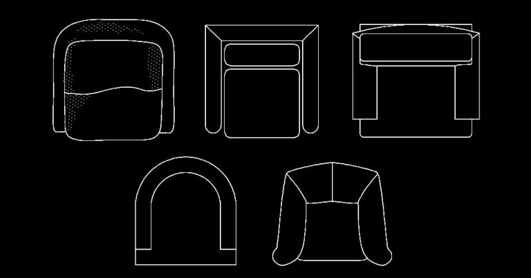 Free Download Armchair CAD Blocks DWG in 2D Plan View