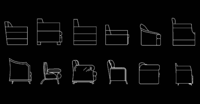 Free Download 2D DWG Sofas with Side Elevation Views